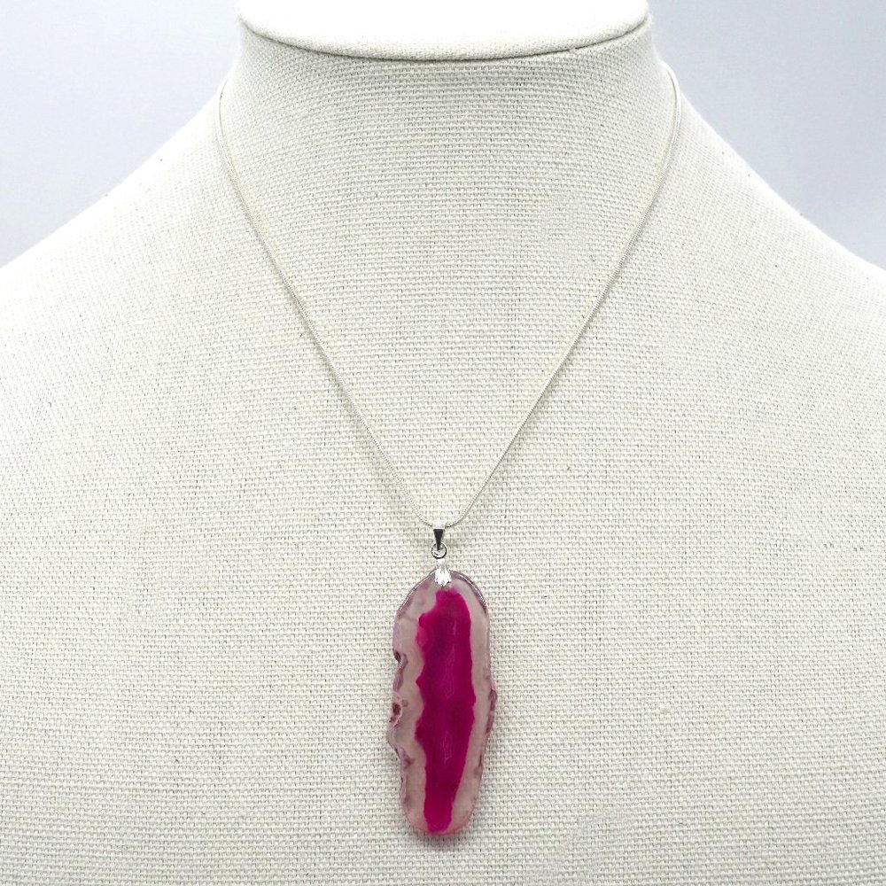 Purple quartz with silver chain necklace.